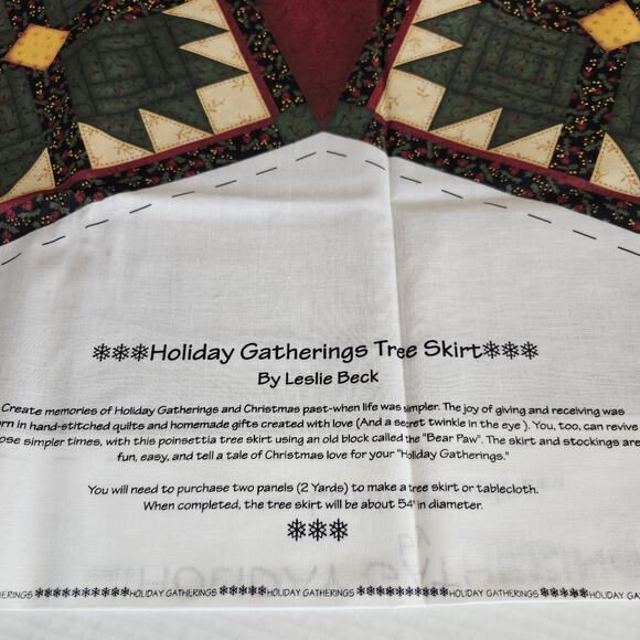 Leslie Beck Holiday Gatherings 2 Fabric Panels Cut & Sew Tree Skirt Stockings - Picture 3 of 10
